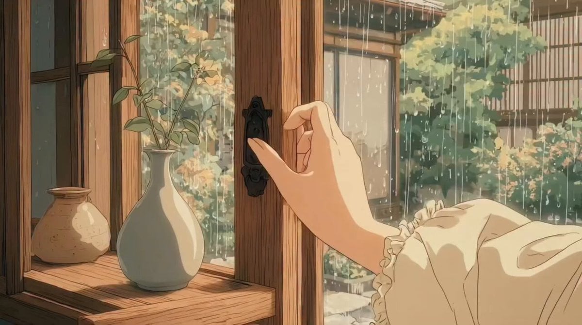 Create a 12-second Studio Ghibli-inspired animated video in a soft,